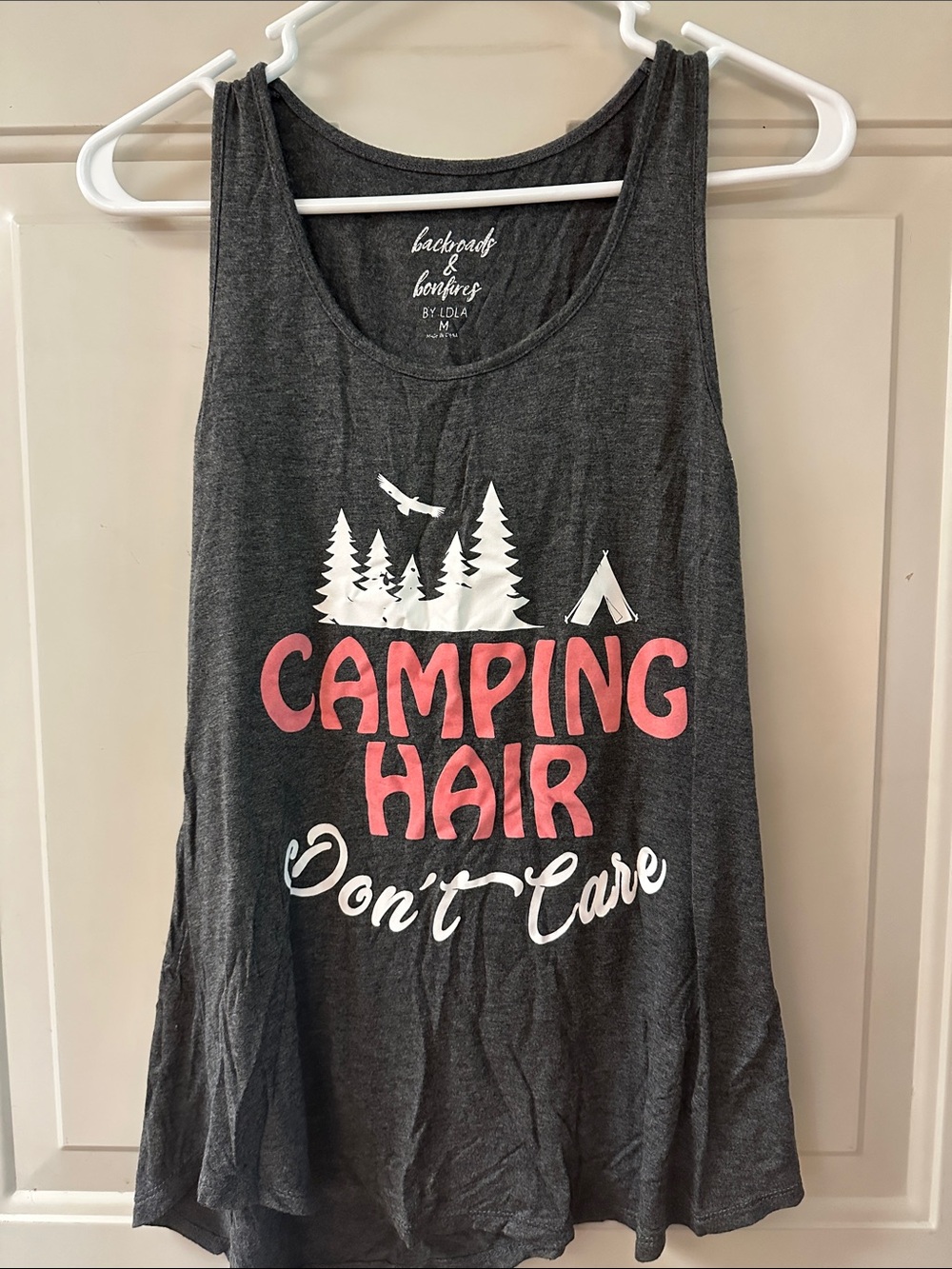 Backroads & Bonfires Gray 'Camping Hair Don't Care' Women's Tank Top